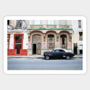 Black Car On The Malecon, Havana, Cuba Sticker